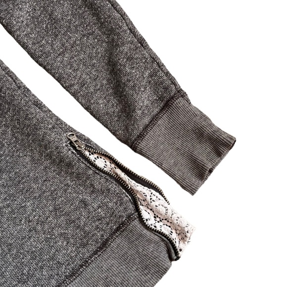 Aerie Grey Hooded Sweatshirt with Lace | Women's Small - Picture 2 of 5